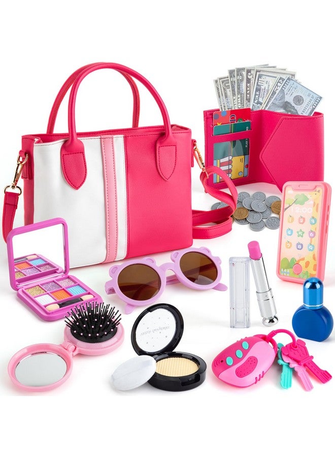 Juboury Play Purse For Little Girls, Pretend Play Accessories With Wallet, Toy Phone, Credit Card, Keys, Princess Pretend Makeup Girl Toys For 3 4 5 6 7 8 Years Old  - Image 1