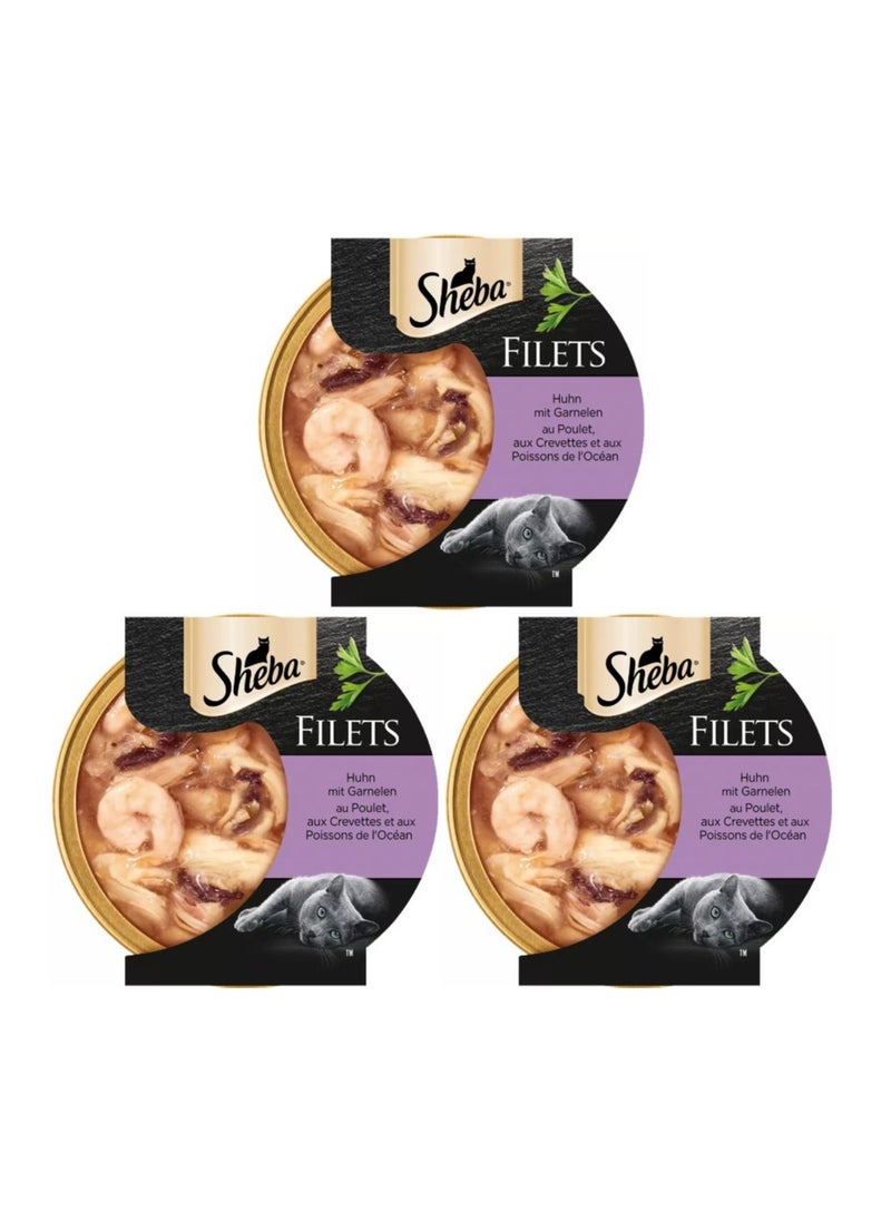 Sheba Sheba Chicken Fillet with Shrimp & Tuna Wet Cat Food 60g 3 Pack  - Image 1