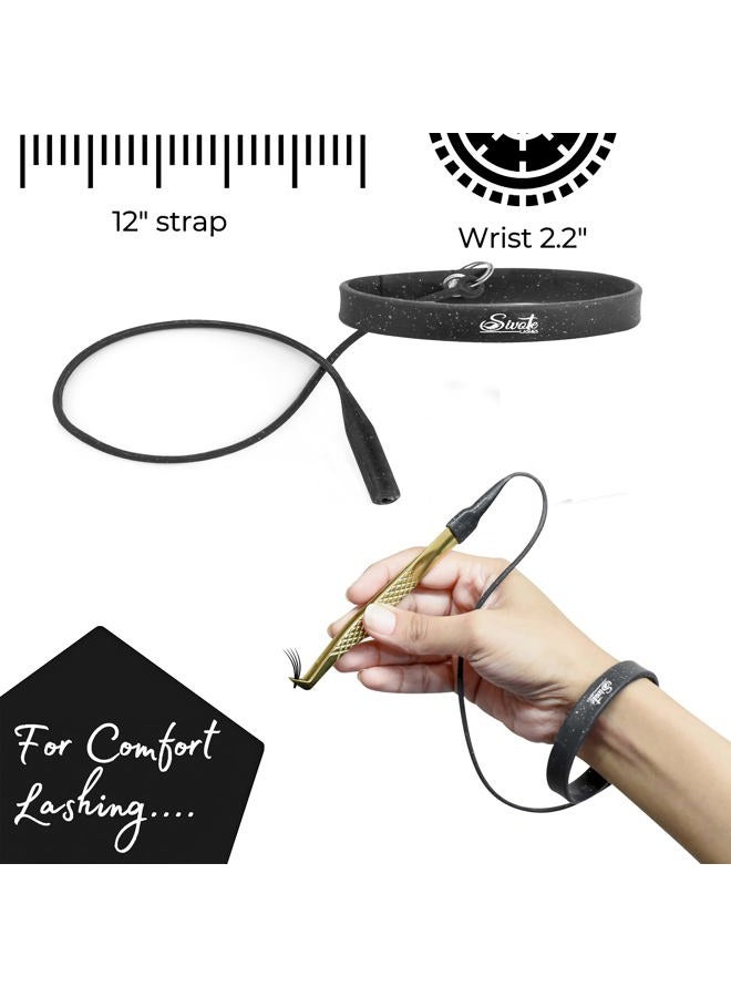 SIVOTE Lash Tweezers Holder Protector, Silicone Ring Bracelet Wristband, Lash Extension Supplies, Black - Image 3