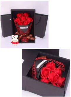 Generic 7 Rose Soap Flower With Teddy Bear Gift Box Small Bouquet For Wedding, Birthday, Mother's Day Gifts  - Image 4