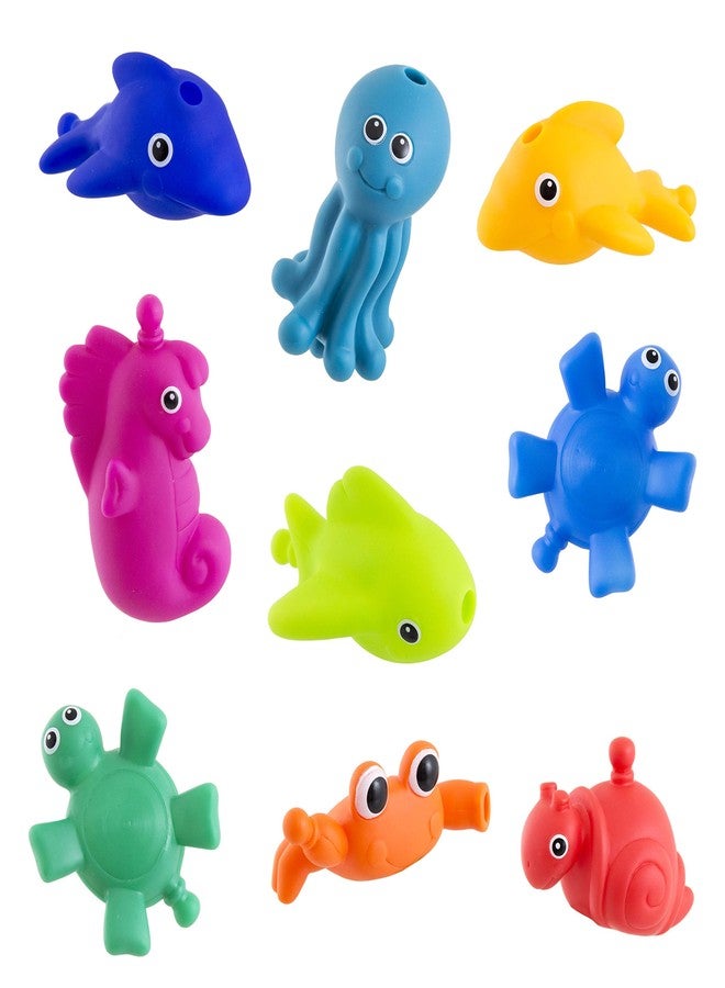 Sassy Snap and Squirt Sea Creatures - 6+ Months Set of 9 Sea Characters Includes Storage Bag with Two Large Suction Cups - Image 2