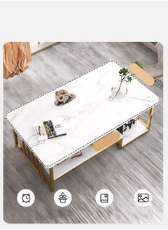 Kutis 1-Piece Modern Design Multipurpose Rectangular Coffee Table Strong Steel Frame Wood Top Center Table Large Storage Shelves Table for Living Room Home Office 100x48x41.1 cm  - Image 2