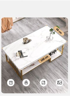 Kutis 1-Piece Modern Design Multipurpose Rectangular Coffee Table Strong Steel Frame Wood Top Center Table Large Storage Shelves Table for Living Room Home Office 100x48x41.1 cm  - Image 4