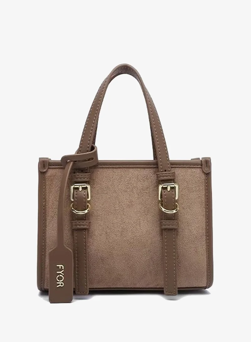 Buckled Suede-Finish Mini Tote DR 015