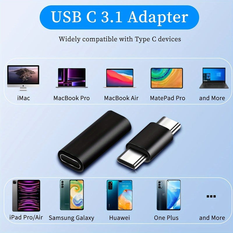 4 عبوة محول USB C من نوع C ذكر إلى ذكر موصل USB C أنثى إلى أنثى محول اقتران لـ سامسونج جالاكسي أسود - Image 3