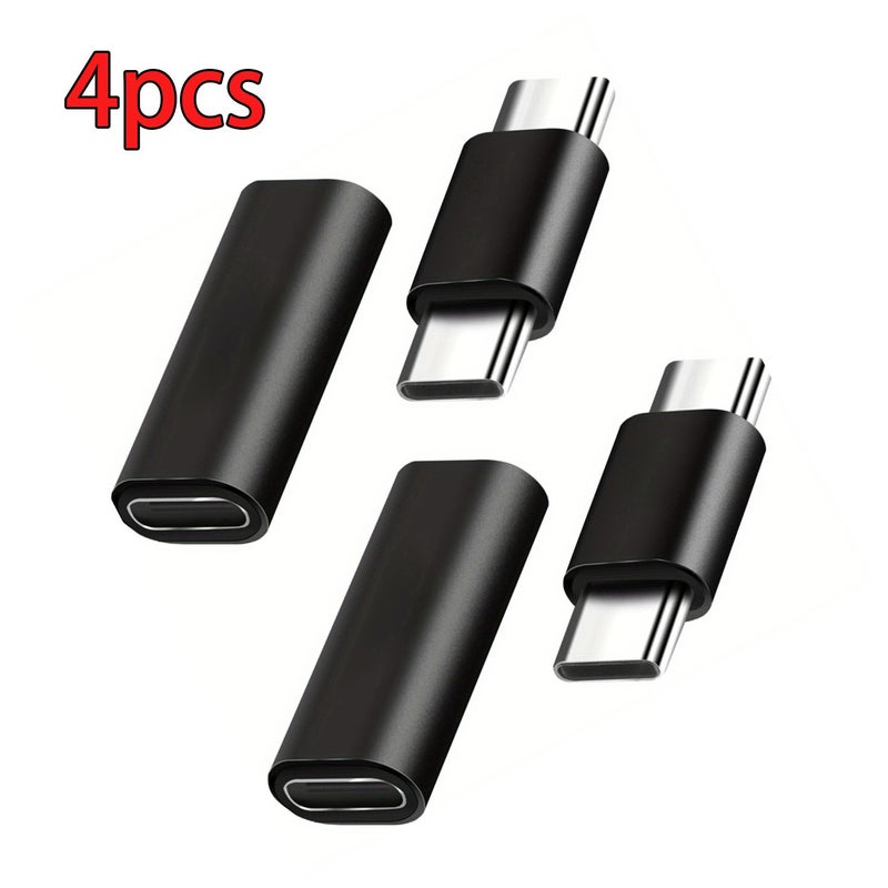 4 عبوة محول USB C من نوع C ذكر إلى ذكر موصل USB C أنثى إلى أنثى محول اقتران لـ سامسونج جالاكسي أسود - Image 1
