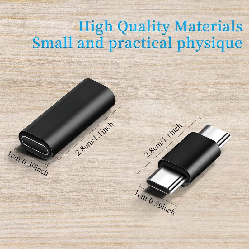 4 عبوة محول USB C من نوع C ذكر إلى ذكر موصل USB C أنثى إلى أنثى محول اقتران لـ سامسونج جالاكسي أسود - Image 2