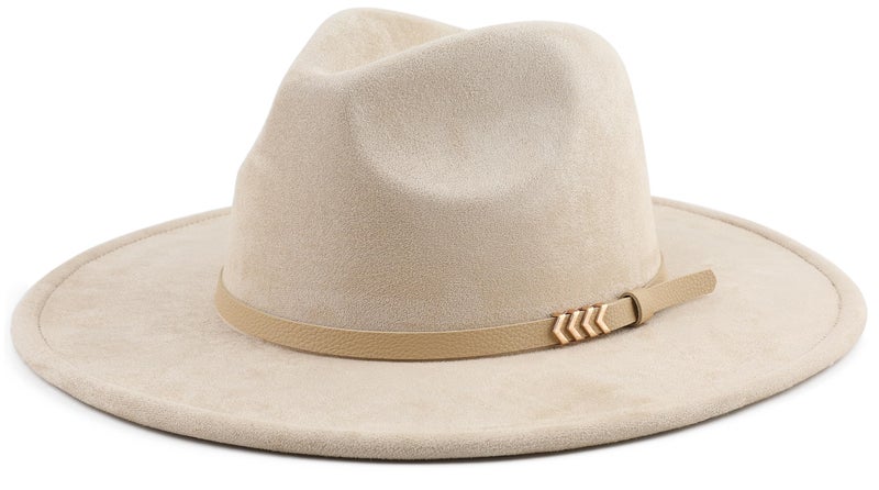 Pro Celia Wide Brim Fedora Hat for Men Women Big Rancher Felt Hat (US, Alpha, One Size, Belt-Beige) - Image 1