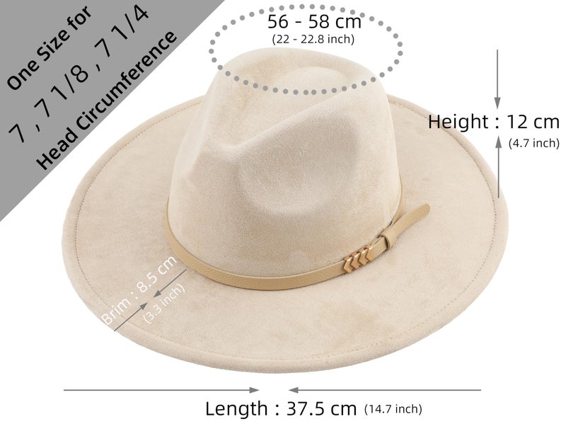 Pro Celia Wide Brim Fedora Hat for Men Women Big Rancher Felt Hat (US, Alpha, One Size, Belt-Beige) - Image 2