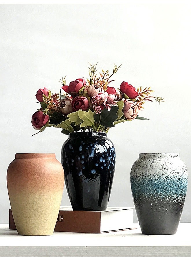 زي سي إم - هابي 3 قطع من زخارف المزهرية الخزفية الحديثة - مجموعة مزهرية جافة فريدة من نوعها لسطح المكتب وديكور المنزل - Image 1