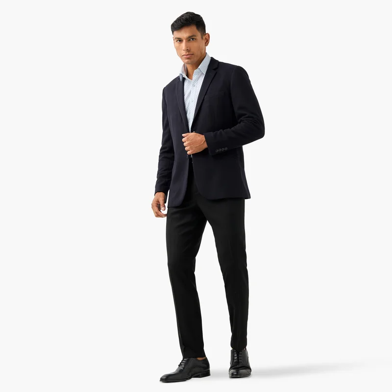Iconic Iconic Textured Blazer with Button Closure and Front Pocket