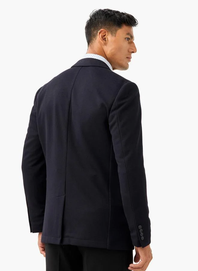 ايكونيك Iconic Textured Blazer with Button Closure and Front Pocket