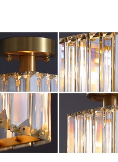 XiuWoo Modern Gold Crystal Ceiling Light, Flush Mount Ceiling Light Fixture, 1 Light Crystal Ceiling Lamp Chandelier Lighting for Hallway, Bedroom, Living Room, Kitchen, Square (Bulb Included)  - Image 5