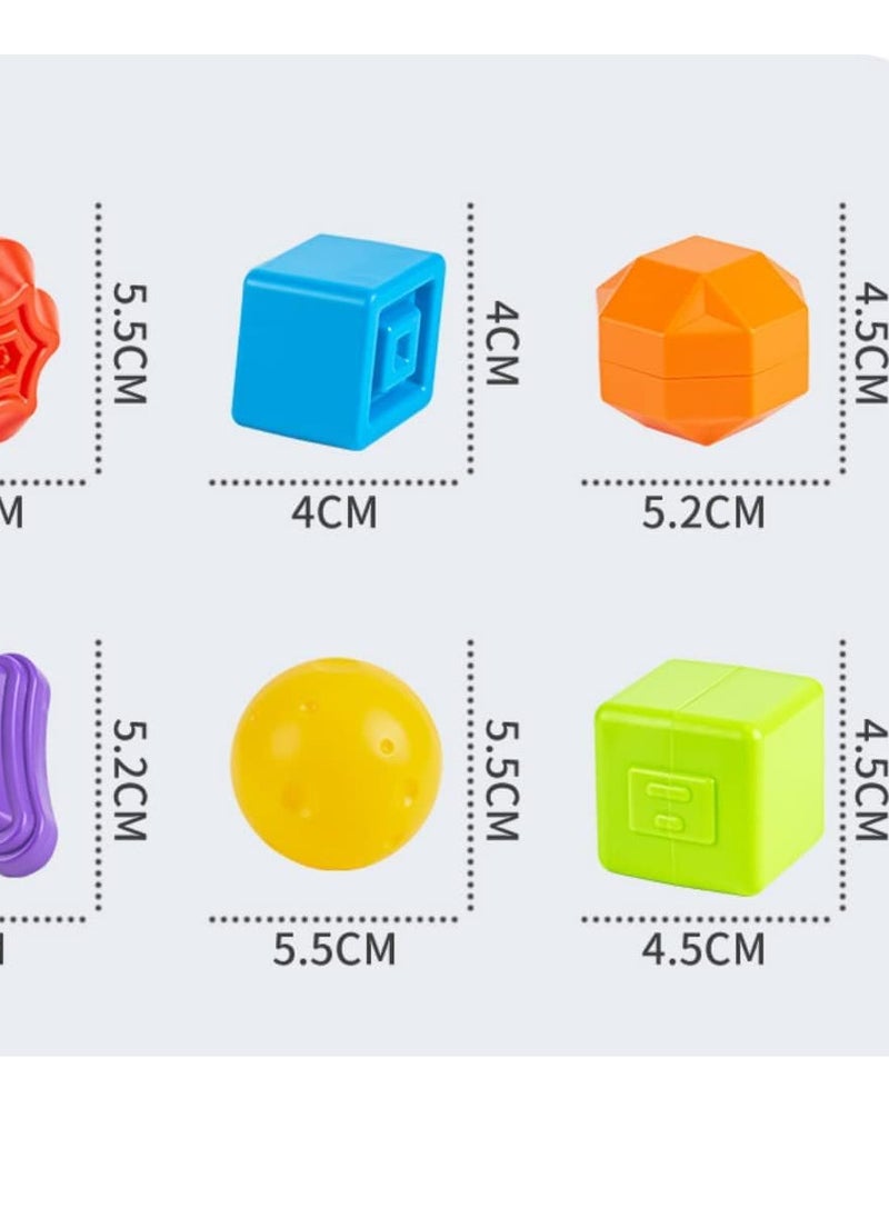 Generic - Montessori Toys for 1 Year Old, Cube Bin & 6 Sensory Shape Blocks, Baby Toys 12-18 Months, Developmental Gifts for Toddler Age 1 2 3 - Image 1