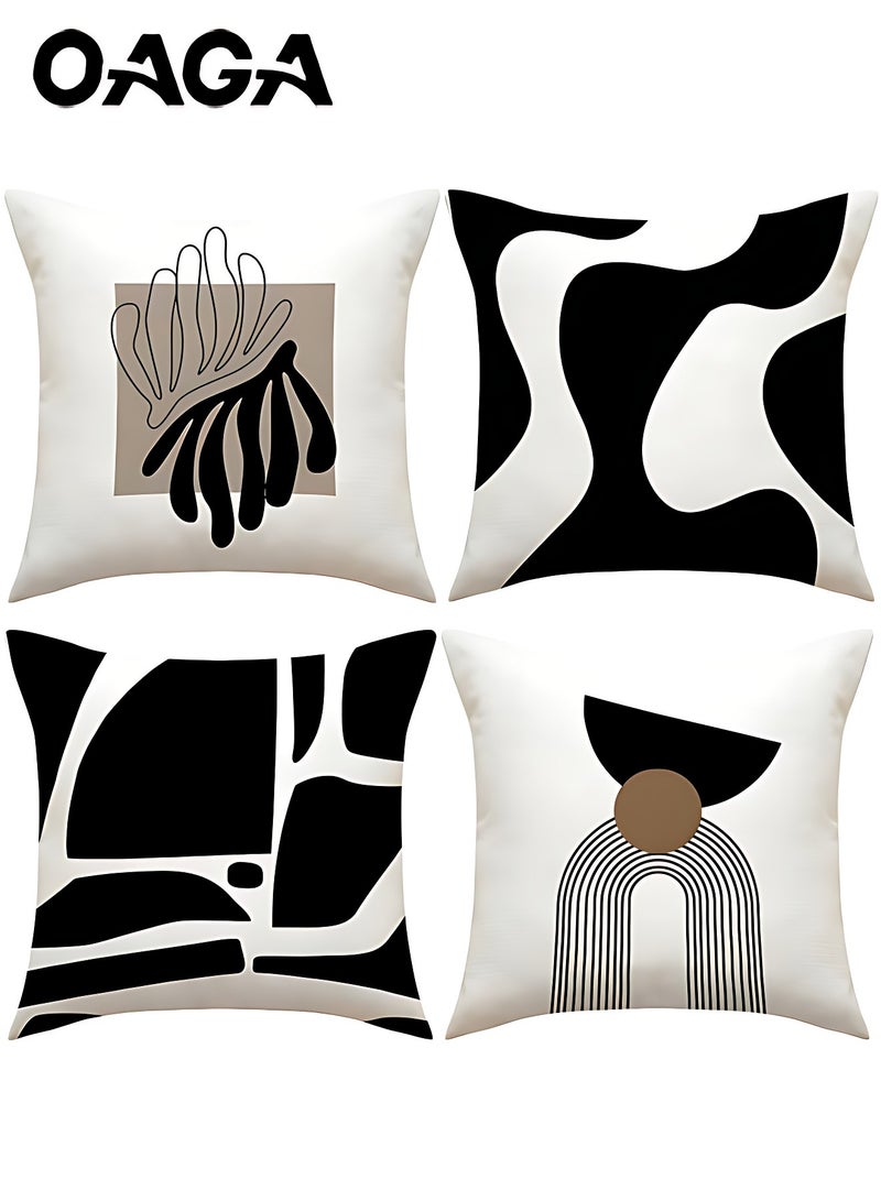 أوجا أغطية وسائد OAGA مجموعة من 4، أغطية وسائد للأريكة، غطاء وسادة زخرفي حديث مجرد 45 سم × 45 سم، لغرفة المعيشة أو الأريكة أو السرير مقاس 18×18 بوصة (بتصميم مزدوج الوجه) - Image 1