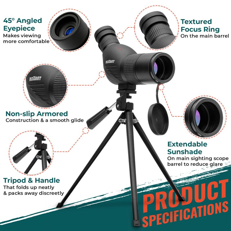 ROXANT منظار روكسانت بلاكبيرد المدمج - منظار عالي الدقة BAK4 مع زوم - يشمل المنظار، الحامل وحقيبة الحمل - Image 2