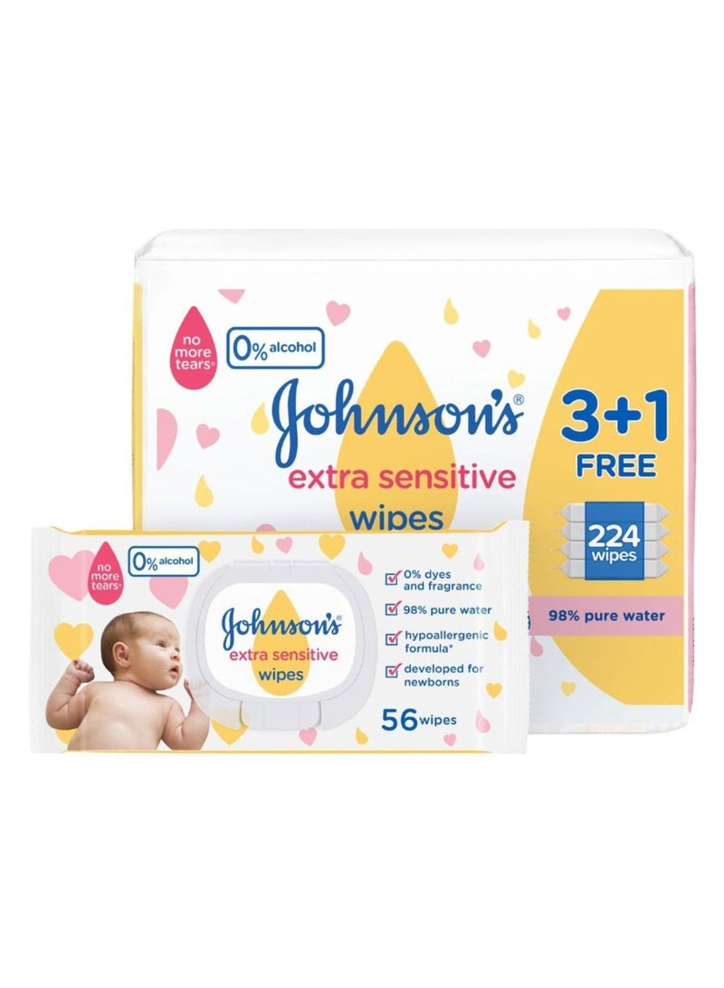 Johnson's Extra Sensitive 224 Wipes - Image 2