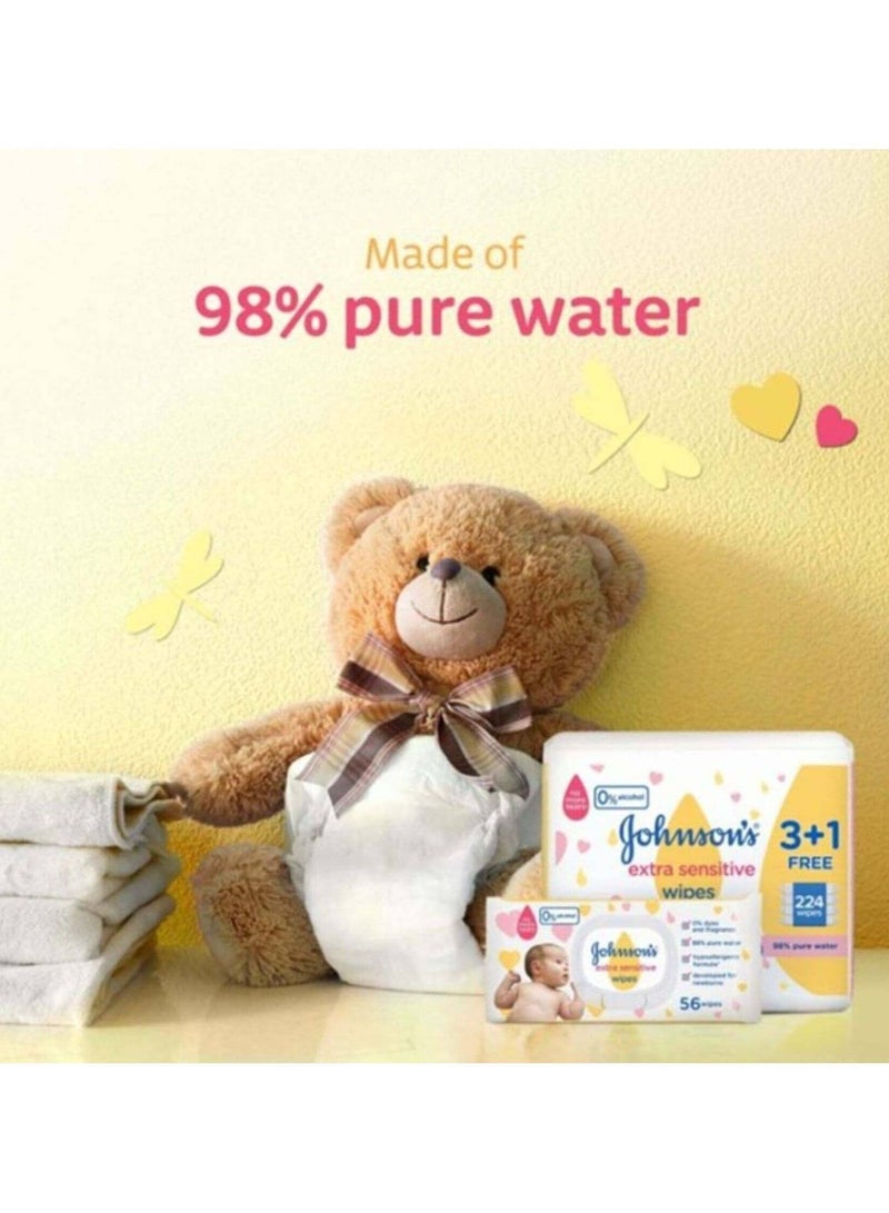 Johnson's Extra Sensitive 224 Wipes - Image 5