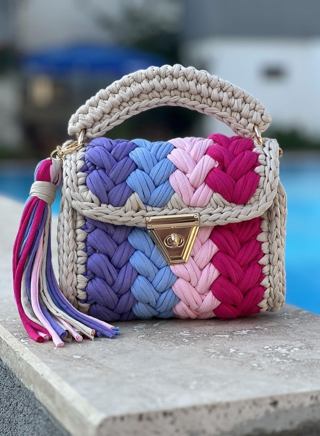 CHQEL Evening Clutch Bag for Women, Handmade Crochet Wedding Party Purse, Small Flap Formal Crossbody Handbag Evening Clutch (Pretty), Pretty - Image 5