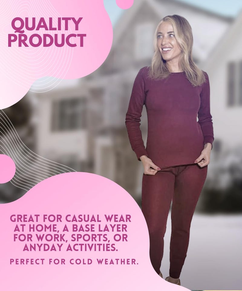 MISS POPULAR Womens 2-Piece Waffle Thermals Set | Long Sleeve Shirt, Pants | Long Johns Waffle Thermal Underwear Base Layer Set for Cold Weather (Heather Grey, Medium) - Image 5
