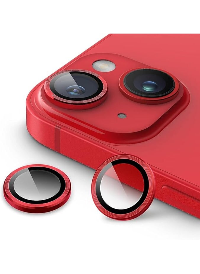 Compatible with  iPhone 15/15 Plus Camera Lens Protector,[Night Shooting Mode] HD Tempered Metal Glass Camera Screen Protector Cover Film Accessories (red)  - Image 1