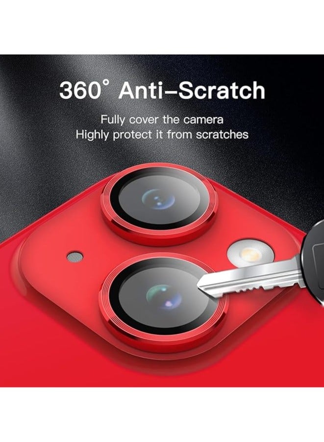 Compatible with  iPhone 15/15 Plus Camera Lens Protector,[Night Shooting Mode] HD Tempered Metal Glass Camera Screen Protector Cover Film Accessories (red)  - Image 3