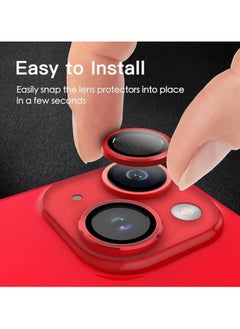 ماركة غير محددة متوافق مع واقي عدسة الكاميرا iPhone 15/15 Plus، [وضع التصوير الليلي] غطاء واقي شاشة الكاميرا من الزجاج المعدني عالي الدقة (أحمر)  - Image 2