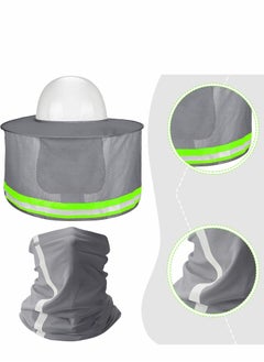 Y&D Hard Hat Sun Shade Bandana Headband Face Scarf, UV Protection Arm Sleeves with Reflective Strap, set of 3, Not Included, Grey  - Image 3