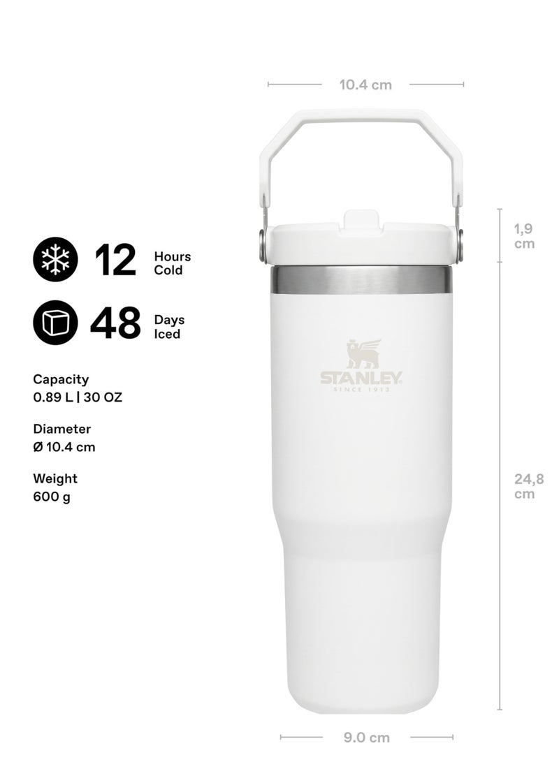 Stanley IceFlow 2.0 Fast Flow 30 oz Insulated Stainless Steel Tumbler with Handle – Leakproof BPA-Free Water Bottle with Twist-On Angled Spout Lid, Chalk White - Image 3
