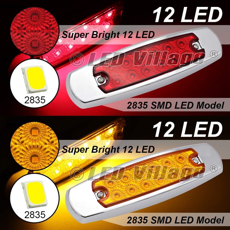 Ledvillage 6.5 Inch Rectangle Trailer Marker Tail Light - 20 Pcs Amber & Red LED Lights - Image 2
