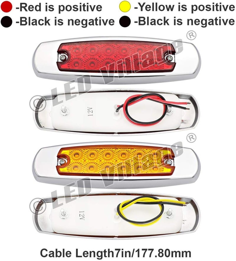Ledvillage 6.5 Inch Rectangle Trailer Marker Tail Light - 20 Pcs Amber & Red LED Lights - Image 4