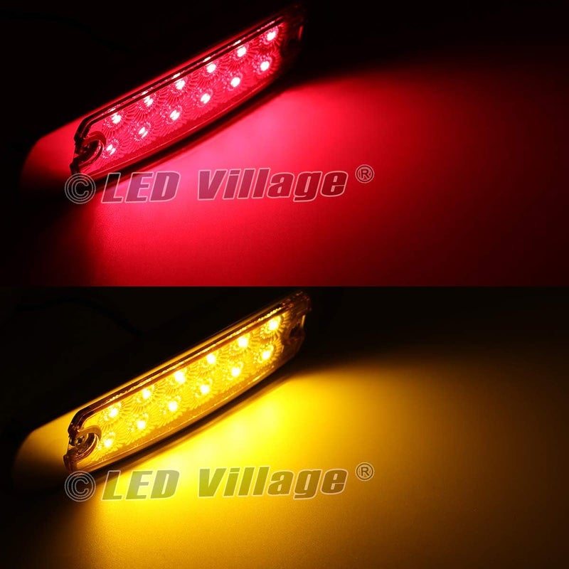 Ledvillage 6.5 Inch Rectangle Trailer Marker Tail Light - 20 Pcs Amber & Red LED Lights - Image 5