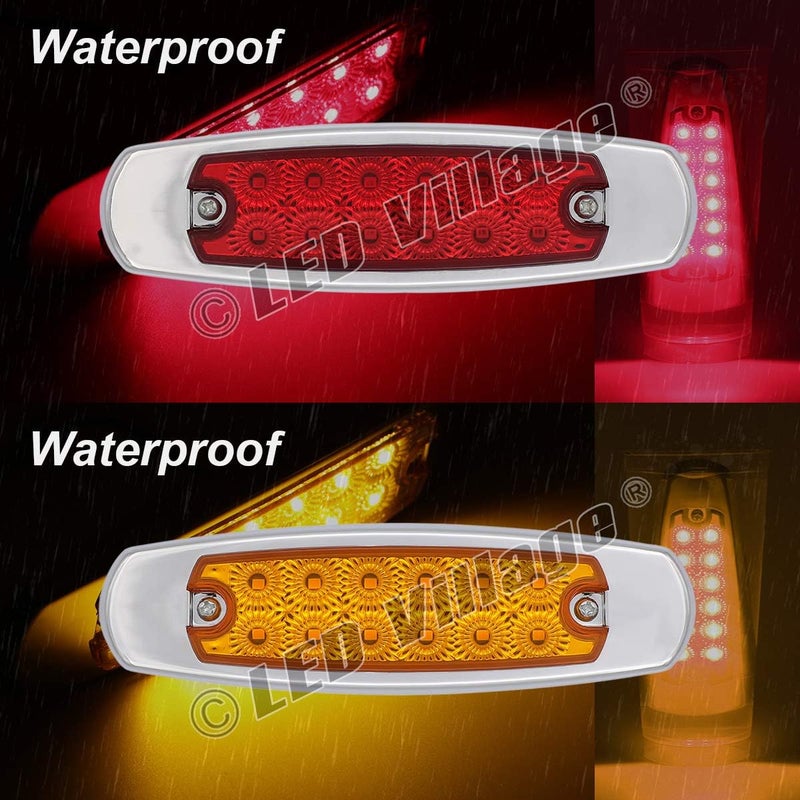 Ledvillage 6.5 Inch Rectangle Trailer Marker Tail Light - 20 Pcs Amber & Red LED Lights - Image 3