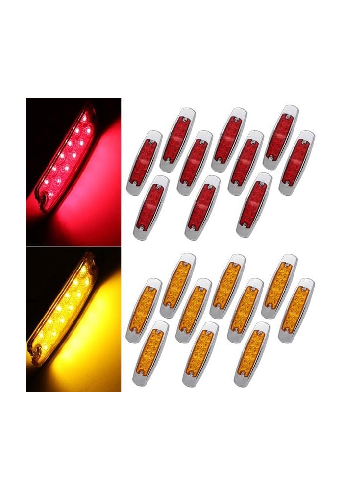 Ledvillage 6.5 Inch Rectangle Trailer Marker Tail Light - 20 Pcs Amber & Red LED Lights - Image 1