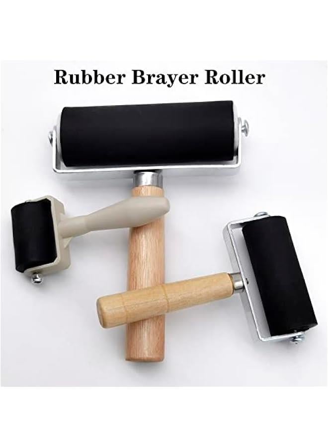 Rubber Brayer Roller Set for Printmaking, Ink, Wallpapers Stamping, 3 Sizes: 1.4/2.4/4 Inch Craft Rollers - Image 3
