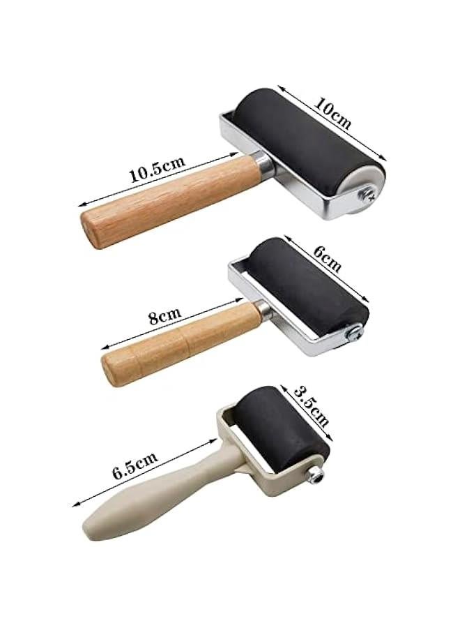 Rubber Brayer Roller Set for Printmaking, Ink, Wallpapers Stamping, 3 Sizes: 1.4/2.4/4 Inch Craft Rollers - Image 2