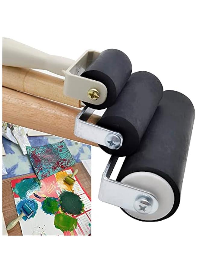 Rubber Brayer Roller Set for Printmaking, Ink, Wallpapers Stamping, 3 Sizes: 1.4/2.4/4 Inch Craft Rollers - Image 4