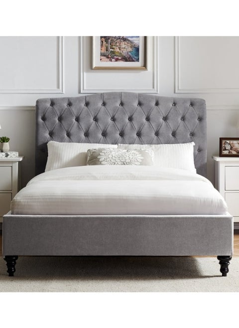 Harbor Haven Tufted Upholstered Twin Size ( 120 X 190 ) Grey Color Bed
