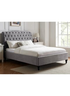 Bed and Mattress Home Harbor Haven Tufted Upholstered Twin Size ( 120 X 190 ) Grey Color Bed  - Image 2