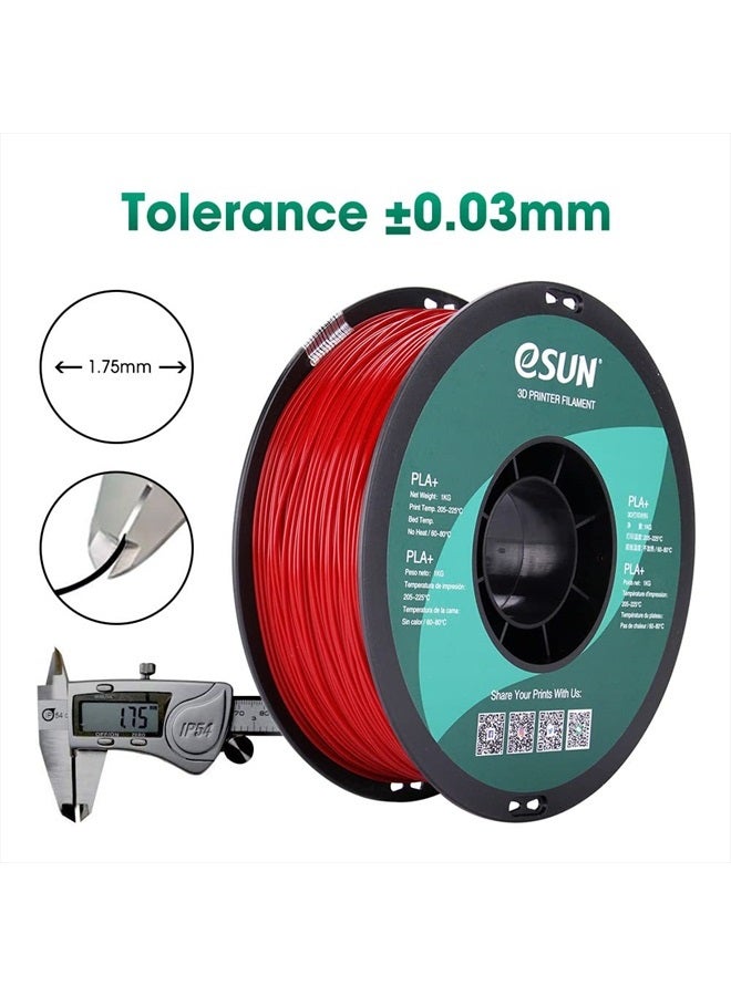 eSUN PLA PRO (PLA+) 3D Printer Filament, Dimensional Accuracy +/- 0.03 mm, 1kg, Plastic Spool, 1.75mm, Fire Engine Red, (Pantone 199C)  - Image 3