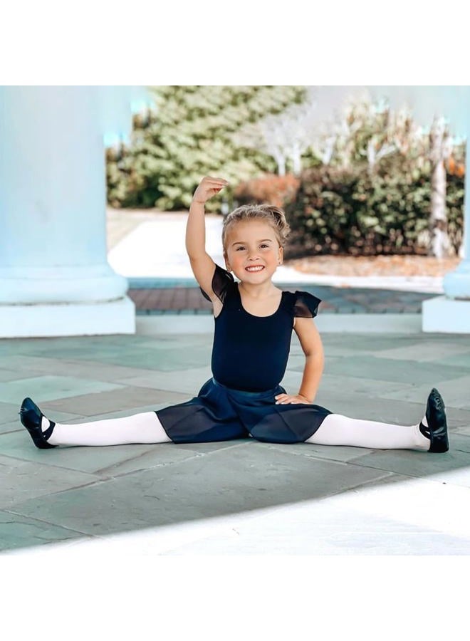 Stelle Girls Short Sleeve Ballet Leotard Combo with Dance Skirt and Dance Tight, Black (Ruffle Sleeve), 7 Years - Image 2