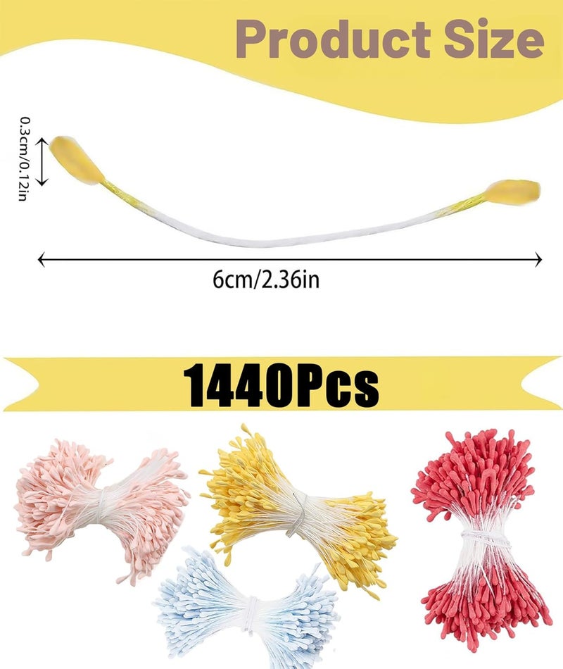 piercing 1440PCS Stamens for Flower Making, Flower Making Materials, Pipe Cleaner for Craft Flower with Pack for Creative Projects - Image 3