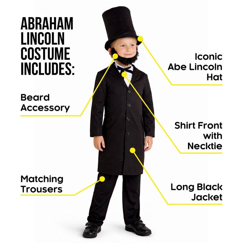Morph Costumes Abraham Lincoln Costume For Kids - Presidents Day Halloween Outfit For Boys, Historical Dress Up, Medium - Image 2