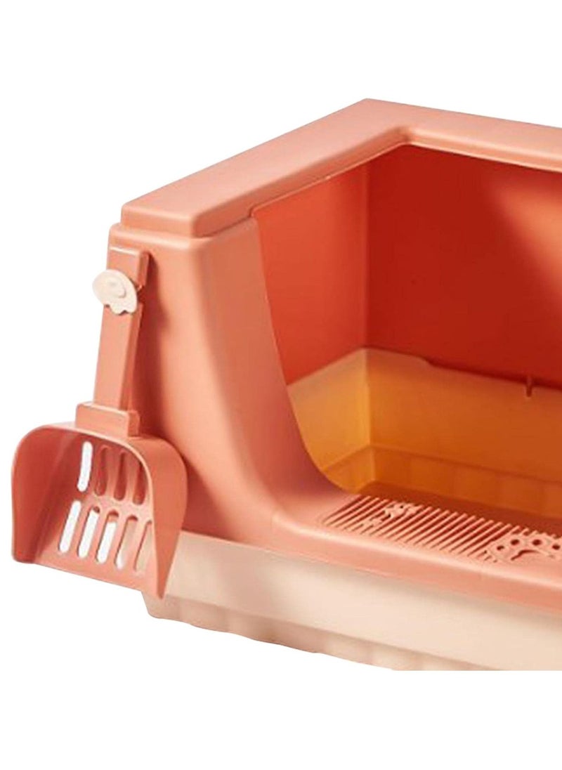 Generic - Cat Litter Box Litter Tray Bottom Detachable Semi Enclosed with Scoop Polished Interior Easy to Clean for Small Pets Leakproof Sturdy - Image 1