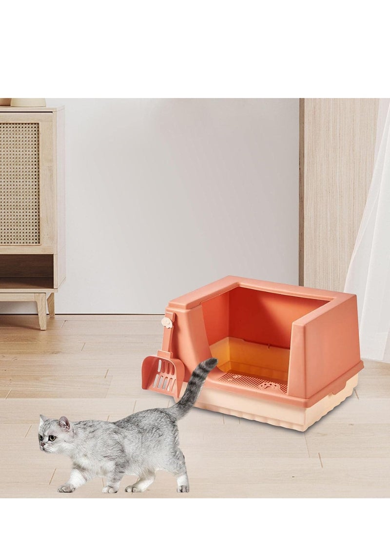 Generic - Cat Litter Box Litter Tray Bottom Detachable Semi Enclosed with Scoop Polished Interior Easy to Clean for Small Pets Leakproof Sturdy - Image 1