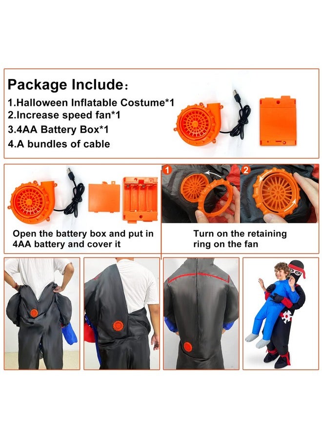 Camlinbo Halloween Inflatable Costume For Kids Boys Ninja Holding Person Scary Halloween Costume Blow Up Party Cosplay  - Image 5