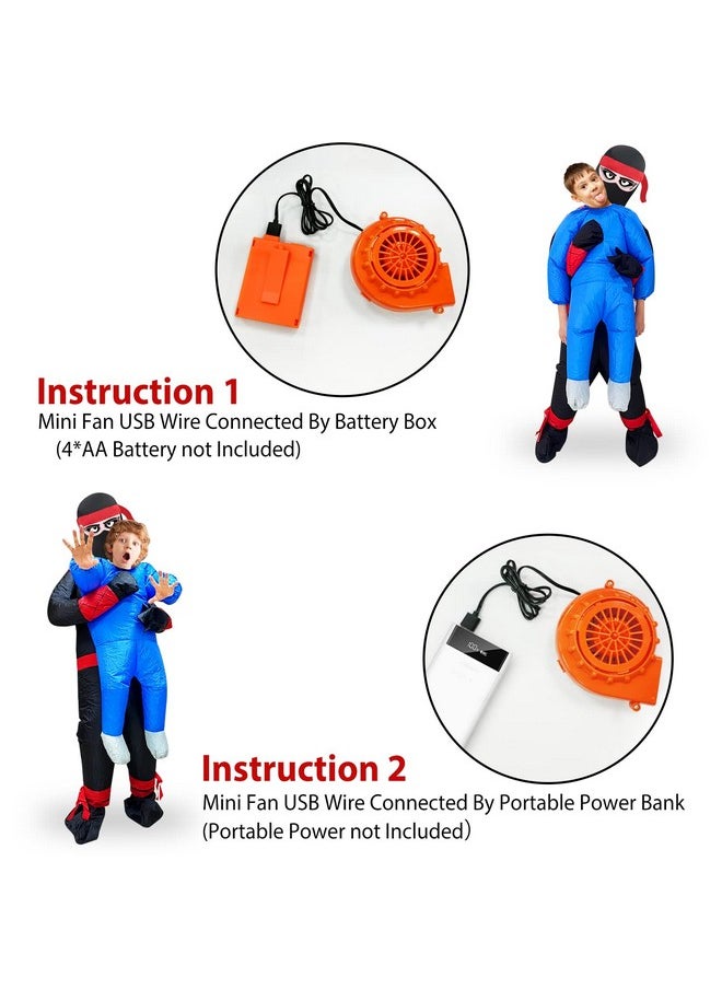 Camlinbo Halloween Inflatable Costume For Kids Boys Ninja Holding Person Scary Halloween Costume Blow Up Party Cosplay  - Image 4