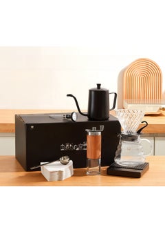 MissTiara 8-piece hand-brewed coffee set, with exquisite gift box, including hand-brewed coffee pot, filter cup, sharing pot, grinder set coffee utensils, the best choice for gifts 