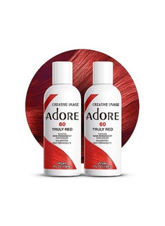 Adore Dore Semi Permanent Hair Color Vegan And Crueltyfree Hair Dye 4 Fl Oz 060 Truly Red (Pack Of 2)  - Image 1