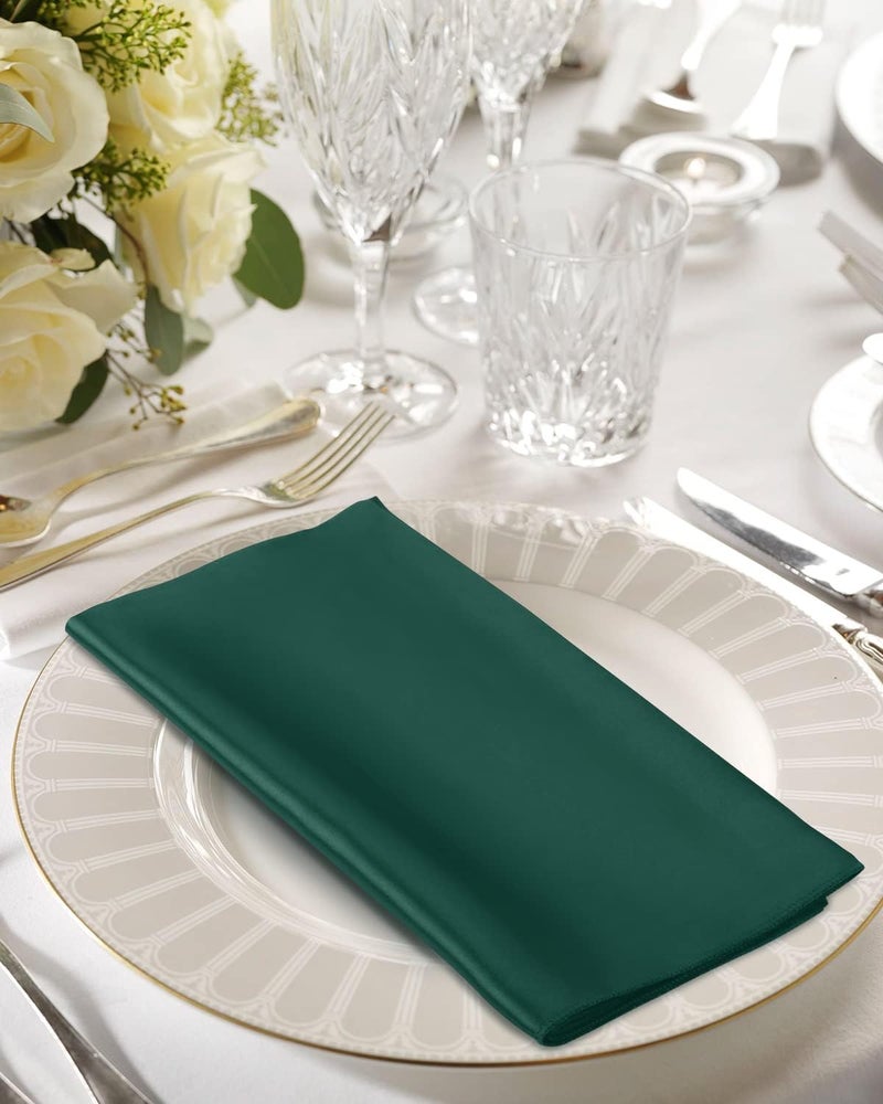 VIJIV 12 Pack Cloth Napkins and Gold Napkin Rings Set of 6 17x17 Square Satin Dinner Table Napkins Rings Flower Personalized Napkins Bridal Shower Napkins for Wedding Reception Party Decorative - Image 5